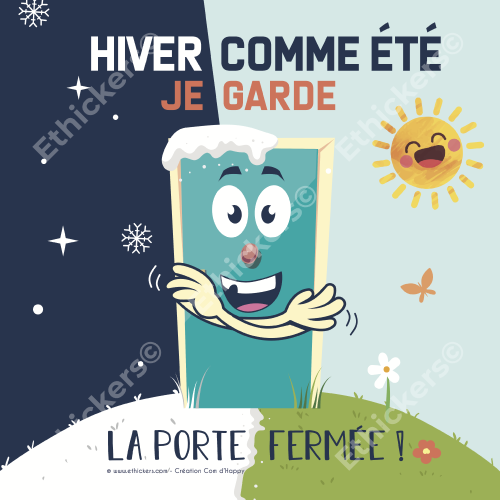 Autocollant "Maintenir La Porte Fermée" - 20 Cm - Sticker Adhésif Pour Porte, Communication Simple Et Claire