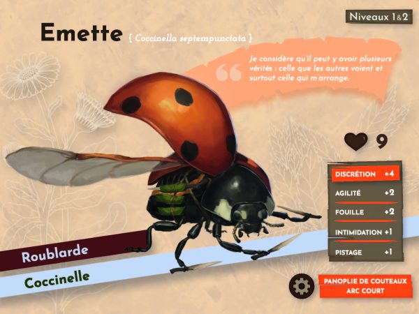 Jeu La plaine des Bourdonnements carte personnage